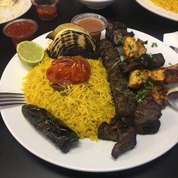 Jerusalem Grill - Mixed grill entree beef chicken lamb Kafta served with rice n grilled veges - Mediterranean Near Me - Chicago, Illinois Jerusalem Grill - Mixed grill entree beef chicken lamb Kafta served with rice n grilled veges - Mediterranean Near Me - Chicago, Illinois