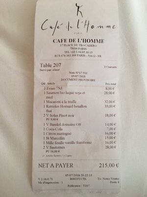 Menu photo 3 Café de l'Homme Paris, 75 Menu photo 3 Café de l'Homme Paris, 75