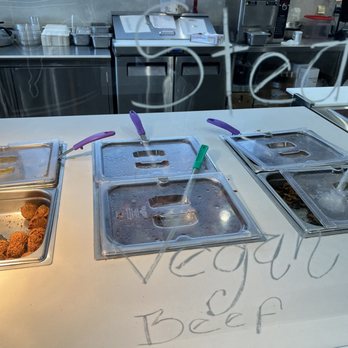 Hummus Republic - Protein selections. Like how they keep them covered! - Mediterranean Near Me - LIVERMORE, California