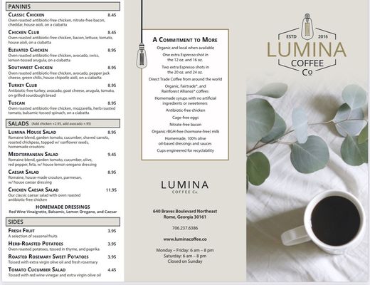 Menu photo 2 Lumina Coffee Rome, GA Menu photo 2 Lumina Coffee Rome, GA