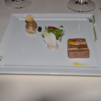 Daniel - Duck Terrine with sauternes, poached apricot, green almond purslane salad - French Near Me - New York, New York Daniel - Duck Terrine with sauternes, poached apricot, green almond purslane salad - French Near Me - New York, New York