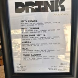 Coffee menu