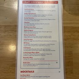 Drink menu