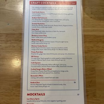 Redbird Scratch Kitchen + Bar - Drink menu - Chicken Wings Near Me - Tucson, Arizona