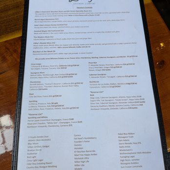 Libby’s Southern Comfort - Back of the menu - Southern Near Me - Covington, Kentucky