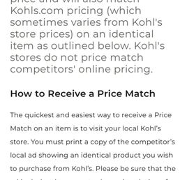 Kohls price match policy Kohls price match policy