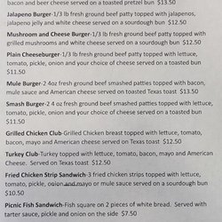 The Stubborn Mule - Menu