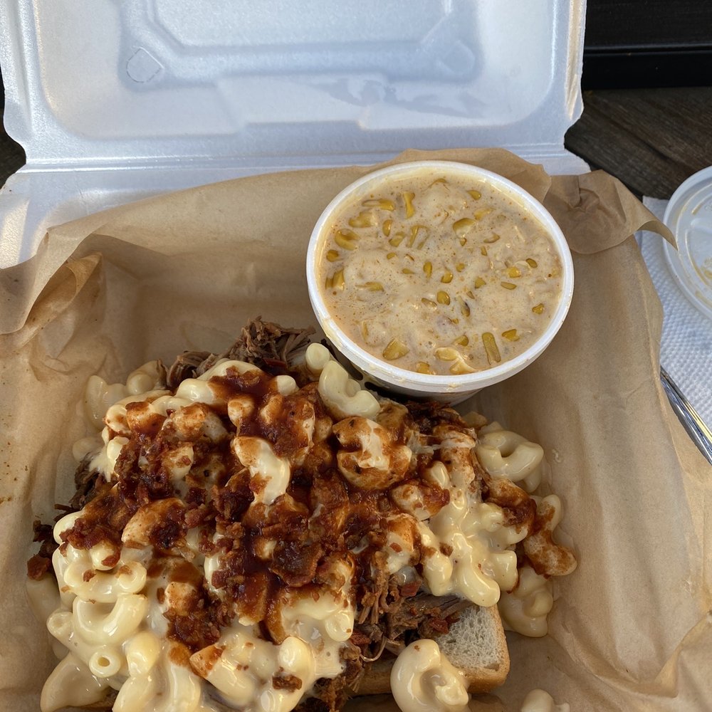 ShortE's BBQ - Mac attack with side of spicy Cheesy Corn - Barbeque Near Me - Johnston, Iowa ShortE's BBQ - Mac attack with side of spicy Cheesy Corn - Barbeque Near Me - Johnston, Iowa