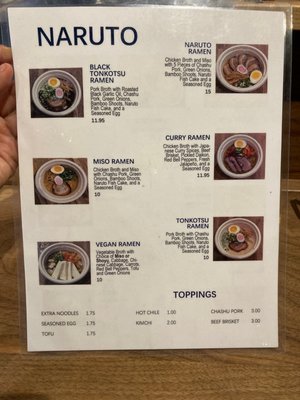 Menu photo 7 Naruto Ramen 505 Albuquerque, NM