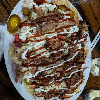 Fish Eye Grill - This is the pulled pork nachos, it is an appetizer or could be a meal for two if you wanted it to be!! - Southern Near Me - Girard, Georgia