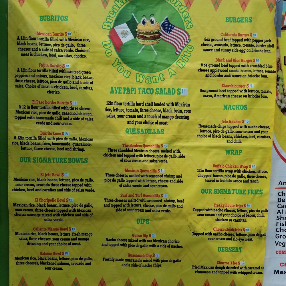 Breaking the Borders - Menu - Food Trucks Near Me - Pasadena, Maryland Breaking the Borders - Menu - Food Trucks Near Me - Pasadena, Maryland