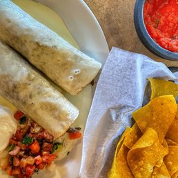 Los Agave's Steak Burrito with Chips and Salsa Los Agave's Steak Burrito with Chips and Salsa