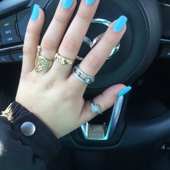 Angel Tips Nail Spa - Tiffany blue color (went in for a pale powder blue) but love this more! - Nail Salons Near Me - Jericho, New York