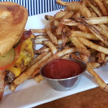 The Fork n Cork - Burger with Fries - New American Near Me - Wilmington, North Carolina The Fork n Cork - Burger with Fries - New American Near Me - Wilmington, North Carolina