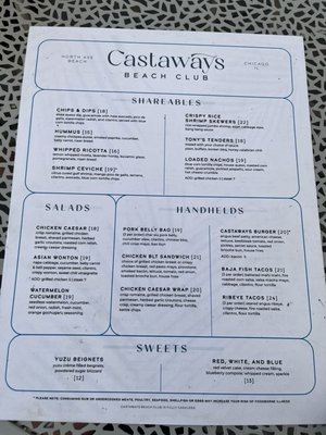 Menu photo 2 Castaways Beach Club Chicago, IL