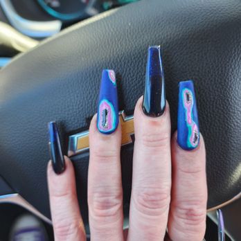 Busy Bee Nails&spa - Geode nail Acrylic with gel colors - Nail Salons Near Me - Manteca, California