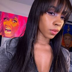 Sonia's Dominican Salon - Blow Out , trim, and Bang Cut on my real hair