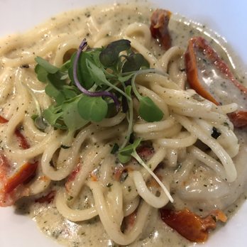 Broadmoor Bistro - Spaghetti with shrimp roasted tomato pesto cream - so good!!! - New American Near Me - Overland Park, Kansas Broadmoor Bistro - Spaghetti with shrimp roasted tomato pesto cream - so good!!! - New American Near Me - Overland Park, Kansas