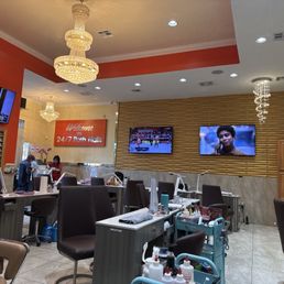 View from pedicure massage chairs inside
