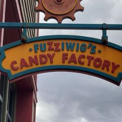 Fuzziwig's Candy Factory - Big sign. You can't miss it.