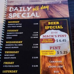 MacKenzie Pub - Daily specials