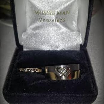 Musselman Jewelers - (left) resized wedding band (right) customized male wedding band. Top half is original promise ring, bottom half by Musselman. - Jewelry Near Me - Denver, Colorado