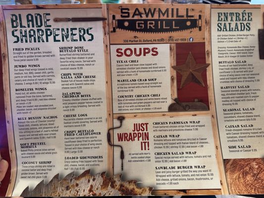 Menu photo 2 Sawmill Grill Oxford, PA