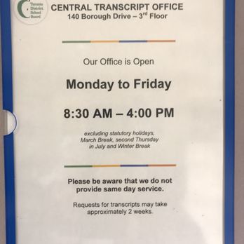 TDSB Central Transcript Office - Signage - Elementary Schools Near Me - Scarborough, Ontario