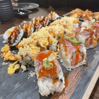 Haya Sushi - Sweet potato roll Volcano roll Surf n turf roll - Japanese Near Me - Springfield, Massachusetts