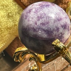 Secret Garden Gifts - Lepidolite mini sphere & gold stand  (All from this shop)
