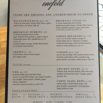 Onefold - Menu. - Breakfast & Brunch Near Me - Denver, Colorado Onefold - Menu. - Breakfast & Brunch Near Me - Denver, Colorado