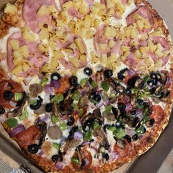 Arbuckle Food Center - Half Hawaiian and half combination pizza. So good!