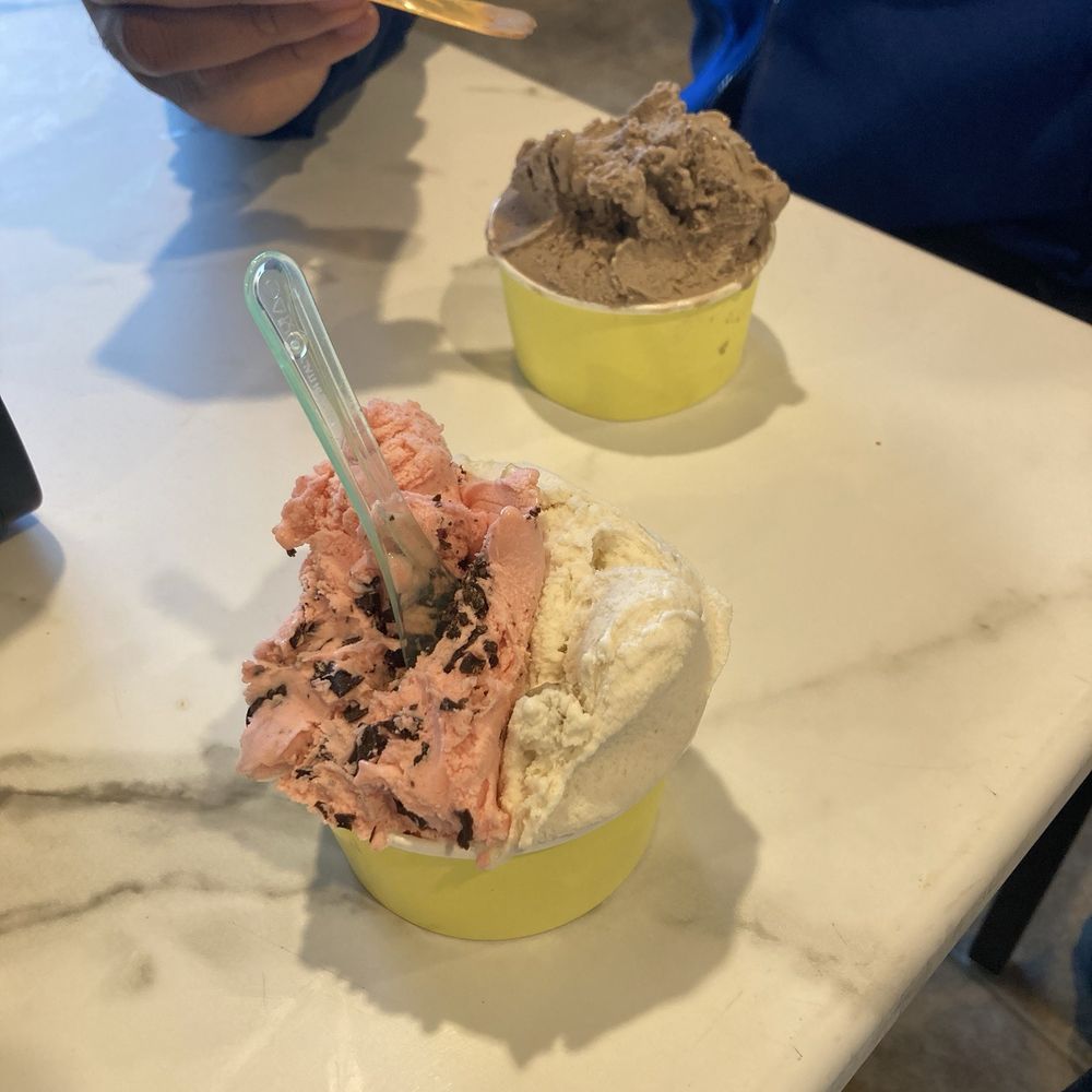 Latella at the Beach - Medium cup with half chocolate covered strawberry sorbetto and half maple walnut gelato! And a medium cup of Oreo gelato! - Gelato Near Me - Carolina Beach, North Carolina Latella at the Beach - Medium cup with half chocolate covered strawberry sorbetto and half maple walnut gelato! And a medium cup of Oreo gelato! - Gelato Near Me - Carolina Beach, North Carolina