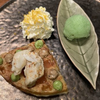 Partage - "Crab waffle" with a green apple sorbet - French Near Me - Las Vegas, Nevada