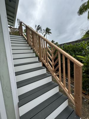 Railing Projects - At Kekoa Builders and Renovation Services, we specialize in crafting and installing high-quality railings that elevate both the safety and style of your home or business. Based in Waianae and proudly serving clients across O‘ahu, our skilled team brings years of experience to every railing project, from custom designs to flawless installations.

Whether you’re looking for modern metal railings, classic woodwork, or durable composite solutions, we’re committed to detail, durability, and a seamless finish that stands up to Hawaii’s unique climate. Trust Kekoa Builders for railings that blend functionality with island-inspired aesthetics—ensuring every stairway, balcony, and deck is both secure and beautiful.

Contact us today to enhance your property with railings built to last—crafted with pride, right here on O‘ahu.