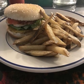 Oak Club - Grilled chicken sandwich and hand cut fries, so good! - Bars Near Me - Buckholts, Texas