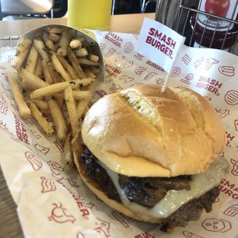 Smashburger - Truffle Mushroom Swiss with smash fries - Burgers Near Me - Elk Grove, California Smashburger - Truffle Mushroom Swiss with smash fries - Burgers Near Me - Elk Grove, California
