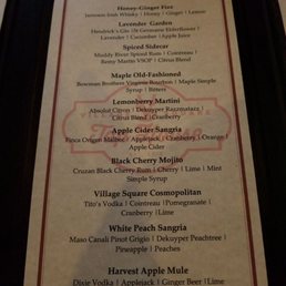 Craft cocktail menu w housemade syrups. Craft cocktail menu w housemade syrups.