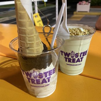 Twistee Treat - Largo - Vanilla ice cream in oreo waffle cone put in a cup cause its Florida and ice creams melts quick. Pistachio topped with peanuts. - Ice Cream & Frozen Yogurt Near Me - Largo, Florida