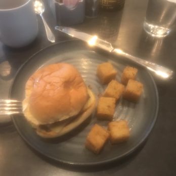 King & Rye - Cheeseburger. Very good flavor. The size of a small kids meal cheeseburger at a fast food restaurant. The cubes are tater tots. - Southern Near Me - Alexandria, Virginia King & Rye - Cheeseburger. Very good flavor. The size of a small kids meal cheeseburger at a fast food restaurant. The cubes are tater tots. - Southern Near Me - Alexandria, Virginia