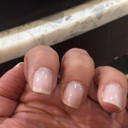 True no attention to detail- manicures are suppose to be precision and specific! This was by far.... A 6 year old can do better!