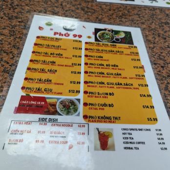 PHO 99 - Current menu September 2023 @christine.is.hungry on Instagram - Noodles Near Me - El Monte, California