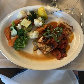 Adelmo's Ristorante - Salmon with seasonal vegetables. Perfectly cooked! - Italian Near Me - Dallas, Texas