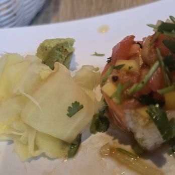 Ahi Sushi & Grill - Salmon lover topped with mango salsa - Sushi Bars Near Me - San Marcos, California