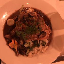 Trattoria Fratelli - Cornish game hen and pork belly, red wine Demi glacé.