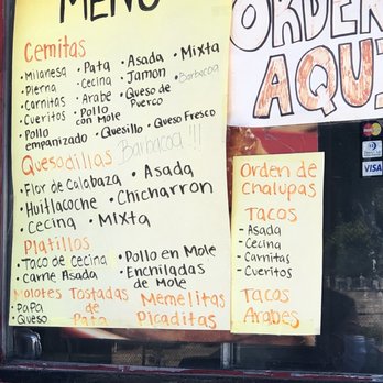 Cemitas Poblanas El Sapito - Current menu. $1 charge for debit or credit card payment. - Mexican Near Me - Los Angeles, California