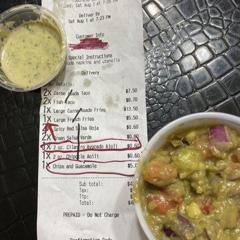 Brick and Flour - Guacamole and 2 oz. Cilantro Avocado Aioli. FYI was suppose to be green - Mexican Near Me - Glendale, California Brick and Flour - Guacamole and 2 oz. Cilantro Avocado Aioli. FYI was suppose to be green - Mexican Near Me - Glendale, California
