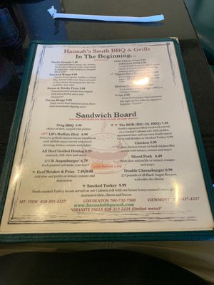 Menu photo 1 Hannah's BBQ South Hickory, NC
