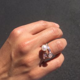 My wife's rings - Rose Gold Pearl ring and wedding band My wife's rings - Rose Gold Pearl ring and wedding band
