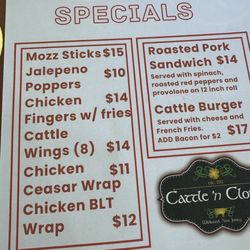 Cattle 'n Clover - Lunch menu!